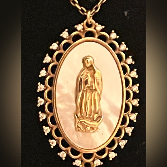 Moricci 925 Sterling Silver Virgin Mary Rosary-Style Necklace NWOT - Picture 2 of 6